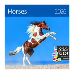 Stenski koledar 2026, Konji, z nalepkami