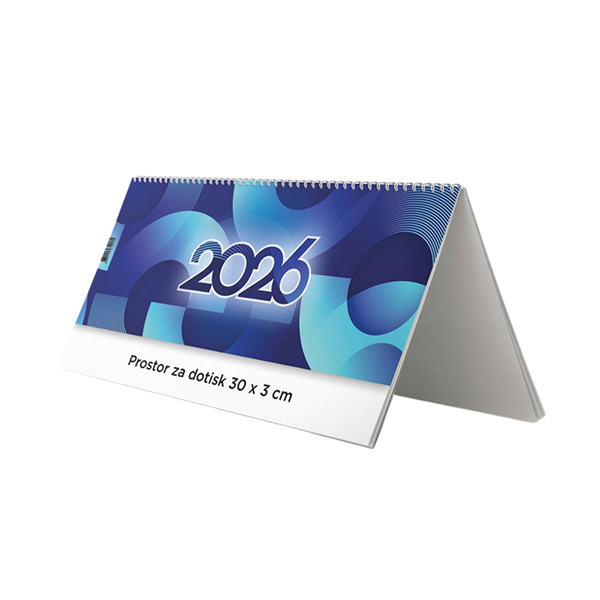 Namizni koledar s sliko – pokončni 2026, moder