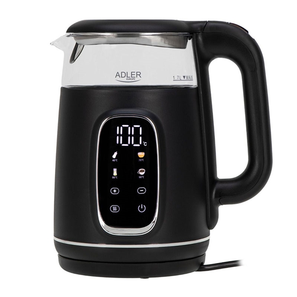 Grelnik vode Adler AD1305 BS z LED zaslonom, 1.7L, črno siv