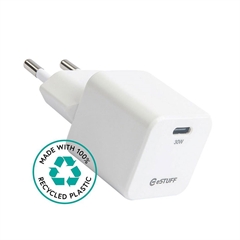 Stenski polnilec eSTUFF Infinite USB-C GaN, 30 W, bel