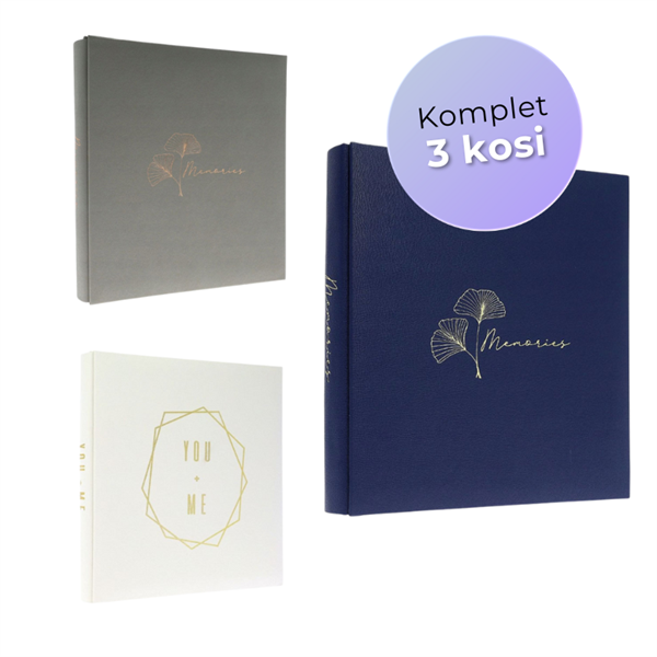 Darilni paket najlepših spominov Premium Art: 3x Foto album, 500 slik