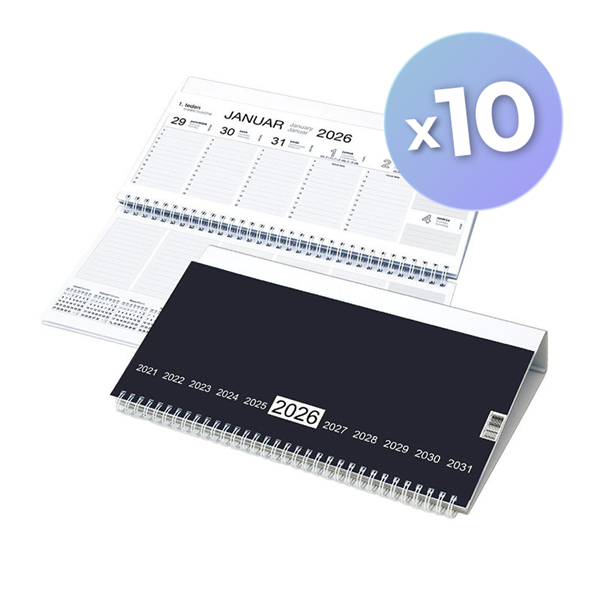 Komplet namiznih koledarjev - ležeči 2026, moder, 10 kosov