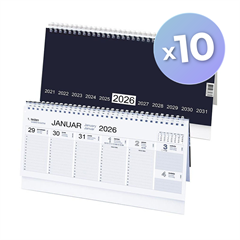 Komplet namiznih koledarjev - pokončni 2026, moder, 10 kosov