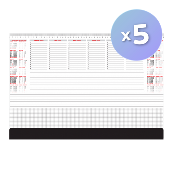 Komplet namiznih koledarjev - podloga 2026, črna, 5 kosov