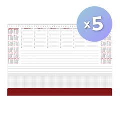 Komplet namiznih koledarjev - podloga 2026, rdeč, 5 kosov