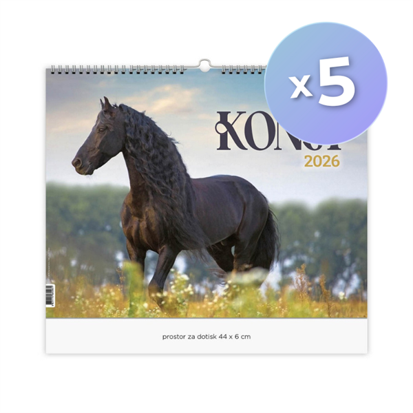 Komplet stenskih koledarjev 2026, Konji, 5 kosov