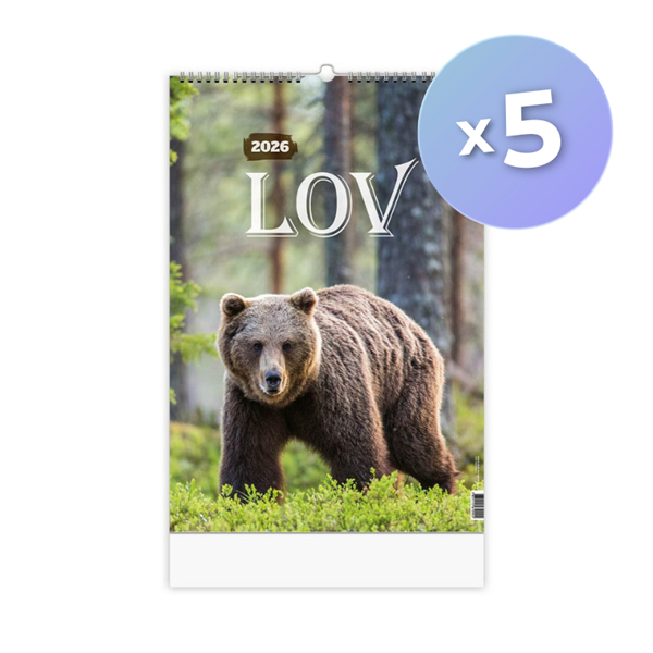 Komplet stenskih koledarjev 2026, Lov z lovnimi dobami, 5 kosov