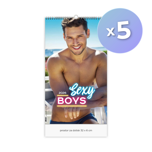 Komplet stenskih koledarjev 2026, Sexy Boys, 5 kosov