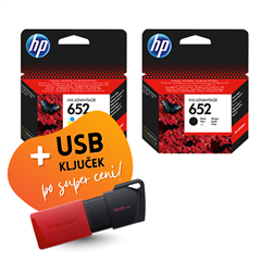 Komplet kartuš HP nr.652 (BK + CMY), original + USB ključek po SUPER ceni