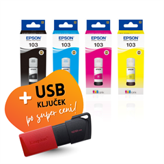 Komplet črnil Epson 103 (BK/C/M/Y), original + USB ključek po SUPER ceni
