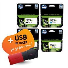 Komplet kartuš HP nr.963 XL (BK/C/M/Y), original + USB ključek po SUPER ceni