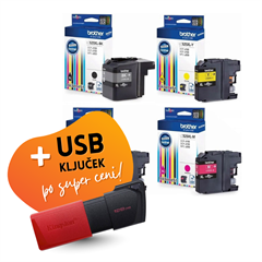 Komplet kartuš Brother LC529XL (BK) + LC525XL (C/M/Y), original + USB ključek po SUPER ceni