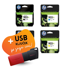 Komplet kartuš HP nr.903XL (BK/C/M/Y), original + USB ključek po SUPER ceni