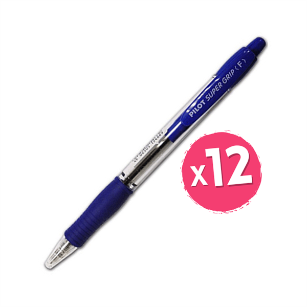 Kemični svinčnik Pilot Super Grip Fine BPGP-10R-F, modra, 12 kosov