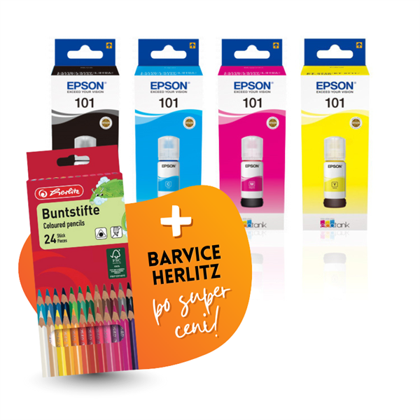 Komplet črnil Epson 101 (BK/C/M/Y), original + barvice po SUPER ceni