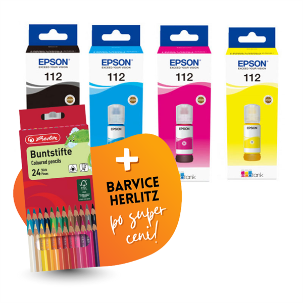 Komplet črnil Epson 112 (BK/C/M/Y), original + barvice po SUPER ceni
