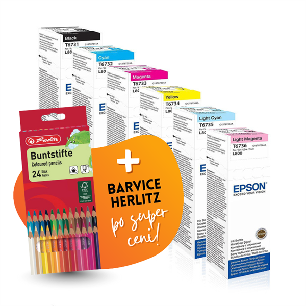 Komplet črnil Epson T673 (BK/C/M/Y/LC/LM), original + barvice po SUPER ceni