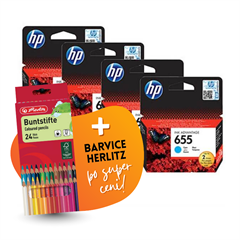 Komplet kartuš HP nr.655 (BK/C/M/Y), original + barvice po SUPER ceni