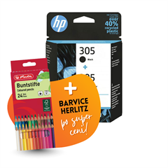 Komplet kartuš HP 6ZD17AE (nr.305 BK + nr.305 CMY), dvojno pakiranje, original + barvice po SUPER ceni