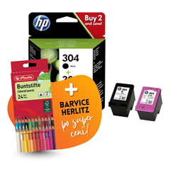Komplet kartuš HP 3JB05AE (nr.304 BK + nr.304 CMY), original + barvice po SUPER ceni