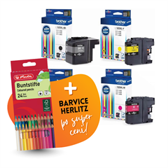 Komplet kartuš Brother LC529XL (BK) + LC525XL (C/M/Y), original + barvice po SUPER ceni