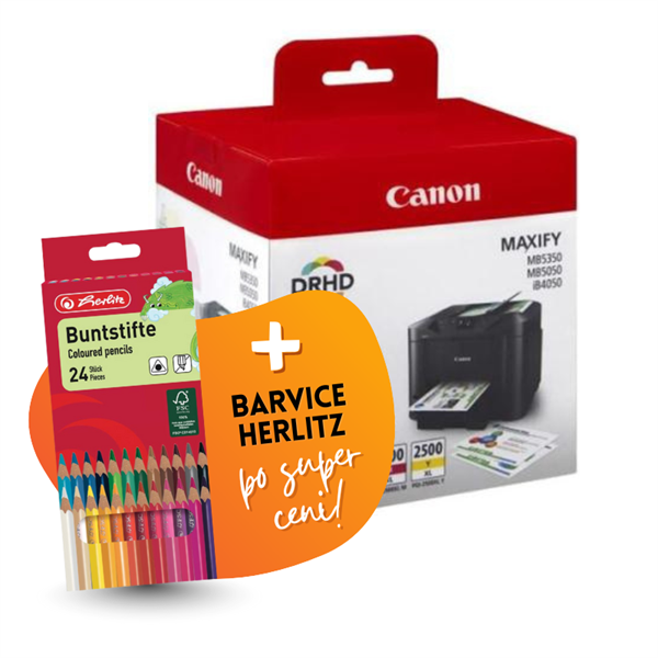 Komplet kartuš Canon PGI-2500XL (BK/C/M/Y), original + barvice po SUPER ceni