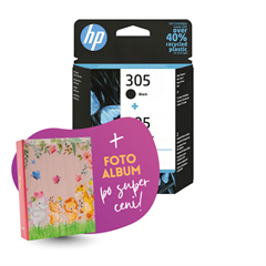 Komplet kartuš HP 6ZD17AE (nr.305 BK + nr.305 CMY), dvojno pakiranje, original + foto album po SUPER ceni