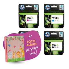 Komplet kartuš HP nr.953XL (BK/C/M/Y), original + foto album po SUPER ceni