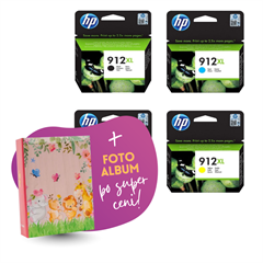 Komplet kartuš HP nr.912XL (BK/C/M/Y), original + foto album po SUPER ceni