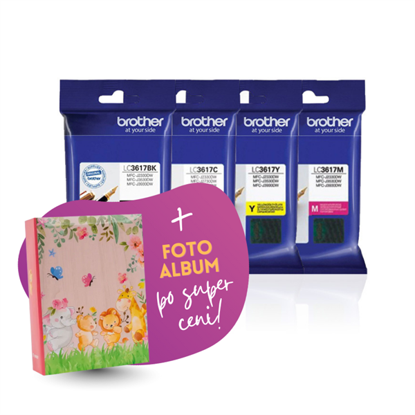 Komplet kartuš Brother LC3617 (BK/C/M/Y), original + foto album po SUPER ceni