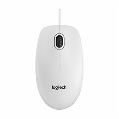 Miška Logitech B100, žična, bela