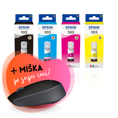 Komplet črnil Epson 103 (BK/C/M/Y), original + brezžična miška po SUPER ceni