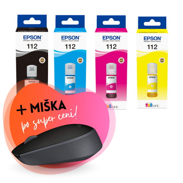 Komplet črnil Epson 112 (BK/C/M/Y), original + brezžična miška po SUPER ceni