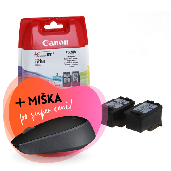 Komplet kartuš Canon PG-510 + CL-511, original + brezžična miška po SUPER ceni