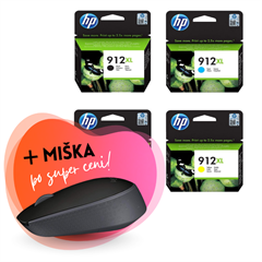 Komplet kartuš HP nr.912XL (BK/C/M/Y), original + brezžična miška po SUPER ceni