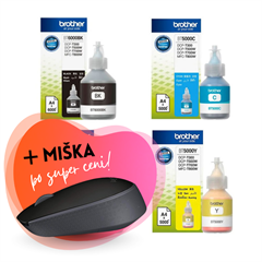 Komplet črnil za Brother BT-6000 BK + BT-5000 (C/M/Y), original + brezžična miška po SUPER ceni