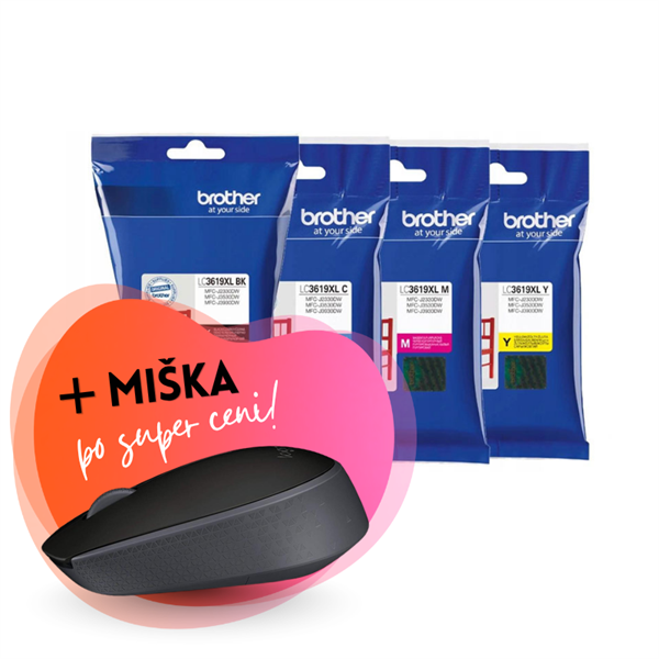 Komplet kartuš Brother LC3619XL (BK/C/M/Y), original + brezžična miška po SUPER ceni