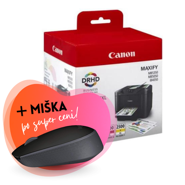 Komplet kartuš Canon PGI-2500XL (BK/C/M/Y), original + brezžična miška po SUPER ceni