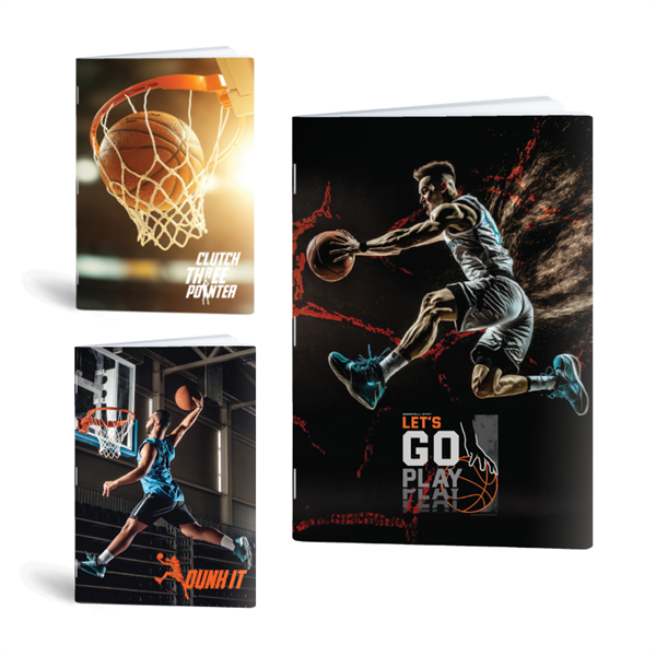 Zvezek A4 Rucksack Only, Košarka2, črte z 9 mm robom, 52 listov, sortirano