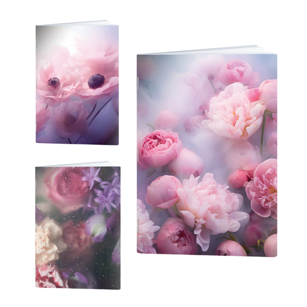 Zvezek A4 Rucksack Only, Rože Vijola, črte z 9 mm robom, 52 listov, sortirano