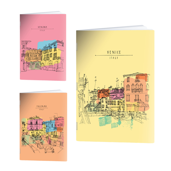 Zvezek A4 Rucksack Only, Italija, črte z 9 mm robom, 52 listov, sortirano