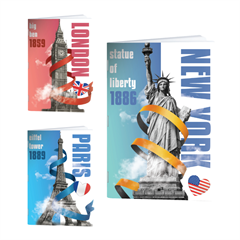 Zvezek A4 Rucksack Only, Mesta1, mali karo 5 mm, 52 listov, sortirano