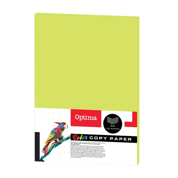 Barvni fotokopirni papir Optima A4, fluorescentno zelena, 100 listov