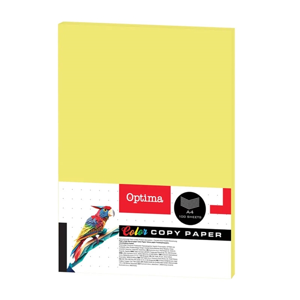 Barvni fotokopirni papir Optima A4, fluorescentno rumena, 100 listov