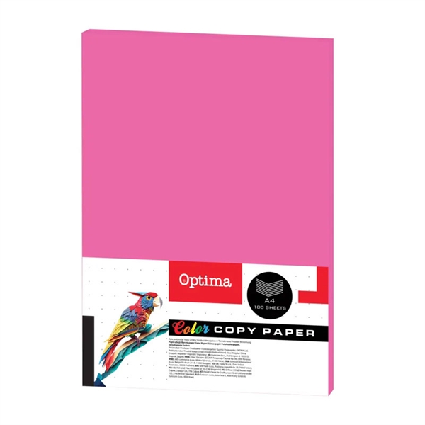 Barvni fotokopirni papir Optima A4, fluorescentna fuksija, 100 listov