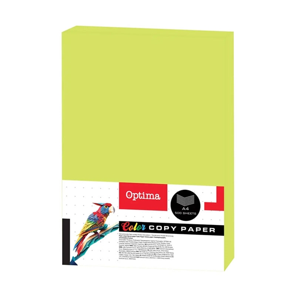 Barvni fotokopirni papir Optima A4, fluorescentno zelena, 500 listov