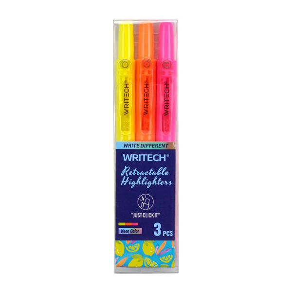 Marker Writech Fluo Click, 3 kosi