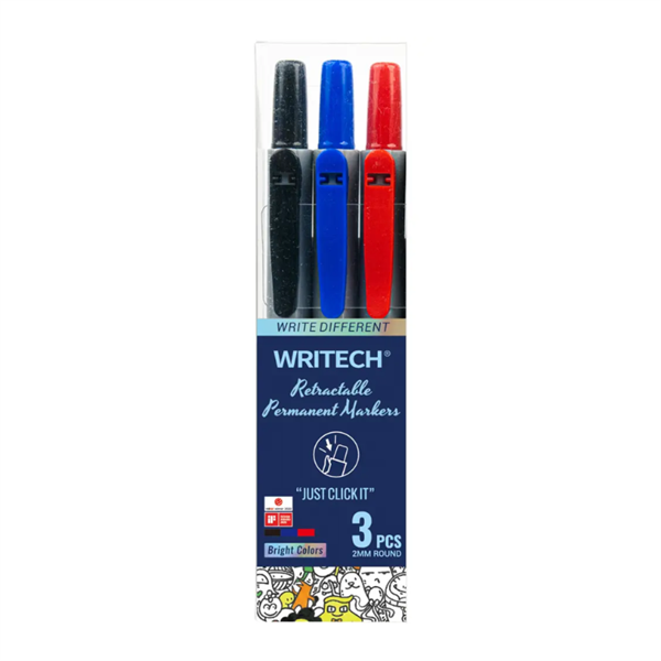 Permanentni marker Writech Retractable click, komplet 3/1