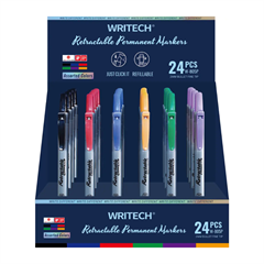 Permanentni marker Writech Retractable click, celotno stojalo, 24 kosov