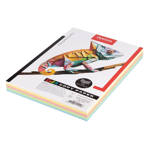 Barvni fotokopirni papir Optima A4, pastelne barve (mešano), 250 listov